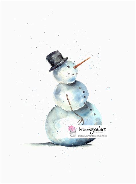 SNOWMAN ART PRINT Watercolor Snowman Art Christmas Decor - Etsy