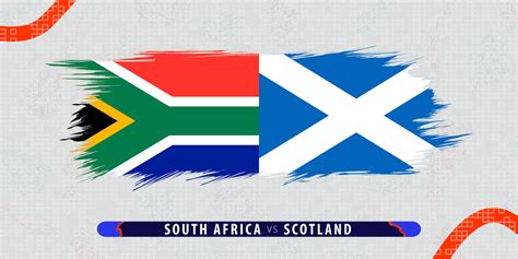 South Africa vs Scotland, international rugby match illustration in brushstroke style. Abstract ...