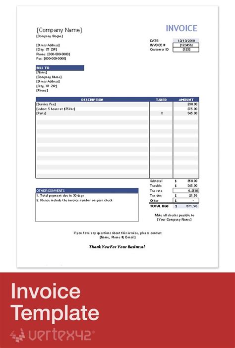 Download the Invoice Template from Vertex42.com | Invoice template word ...