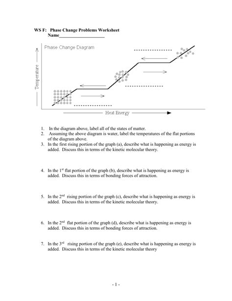 WS F: Phase Change Problems Worksheet