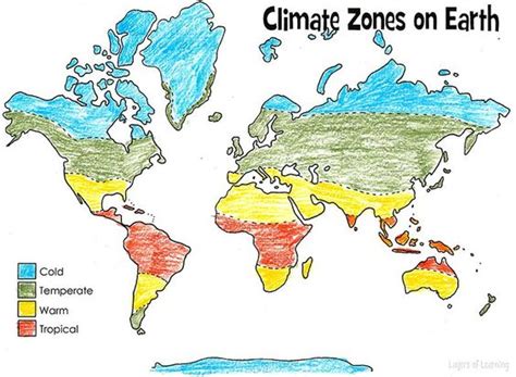 Print and color this climate zones of Earth map. This is both a ...