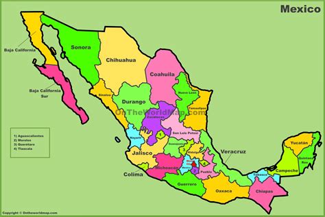 State map of Mexico - State map Mexico (Central America - Americas)