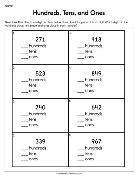 Free Printable Hundreds Tens And Ones Worksheets - PRINTABLE TEMPLATES