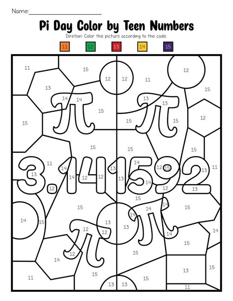 Free Pi Day Activities Coloring Pages - Pi Color by Number PDF