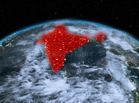 India from space at night stock illustration. Illustration of space ...