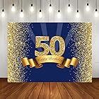 Amazon.com: Blue 50th Birthday Decorations Banner for Men Women, Navy Blue Silver Happy 50th ...