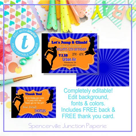 Urban Air Printable Invitations