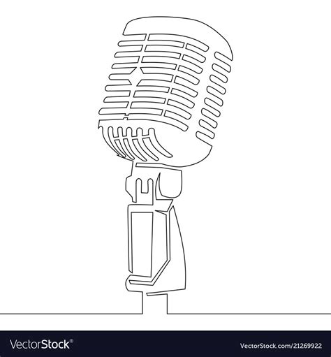 One continuous line retro microphone Royalty Free Vector