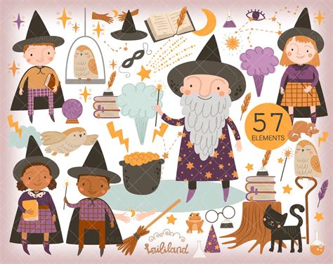 Wizard Clipart Magic Clipart Halloween Kids Clipart Wizard - Etsy