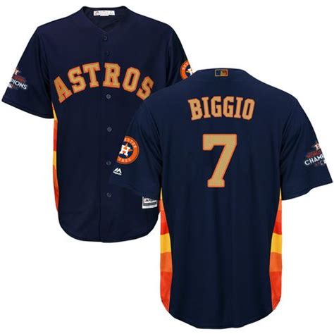 Youth Majestic Houston Astros #7 Craig Biggio Authentic Navy Blue Alternate 2018 Gold Program ...