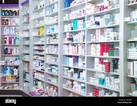 Medicines on pharmacy shelves Stock Photo - Alamy