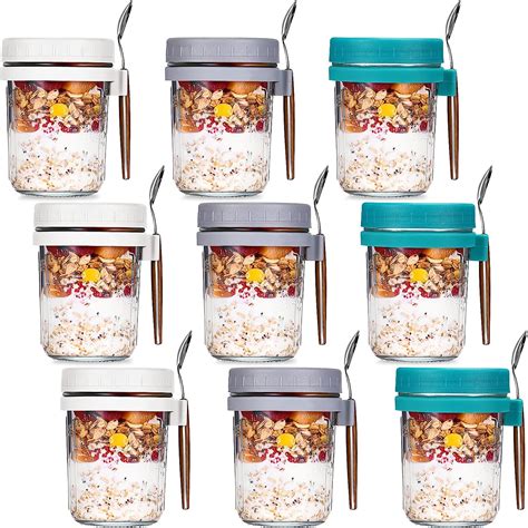 Amazon.com: Irenare 9 Pcs Overnight Oats Containers with Lids and ...