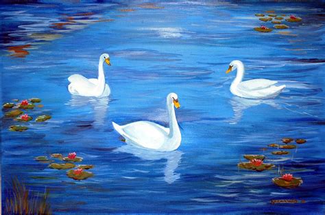 Swan Lake Painting by Kostas Koutsoukanidis - Fine Art America