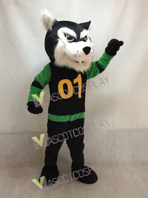 Custom Color Green and Black Shirt Bearcat Mascot Costume