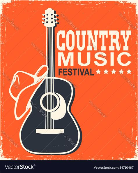 Retro country music poster acoustic guitar Vector Image