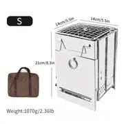 Portable Foldable Stainless Steel Square Barbecue Grill Perfect For Outdoor Firewood Stove ...