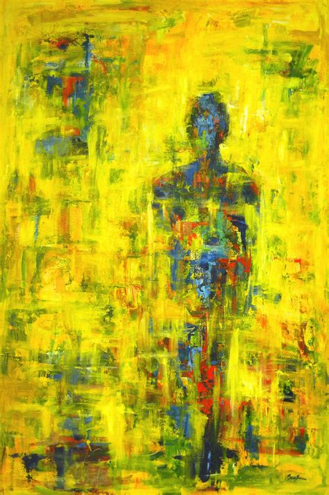 Yellow ABSTRACT ART Painting Contemporary Decor Art Automaton Artwork ...