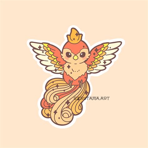 Cute and Kawaii Phoenix Bird Mythical Creature Stickers | Etsy