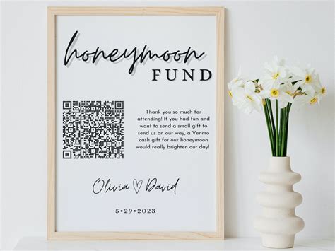 Honeymoon Fund Sign Template, Venmo Honeymoon Wish, Wedding Cash Gift, Minimalist, Editable ...
