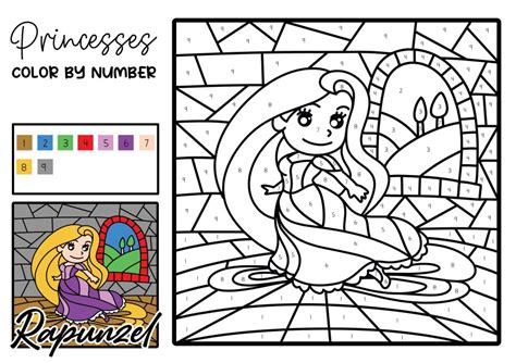 12 Free Printable Disney Princess Color by Number Pages - In The Playroom