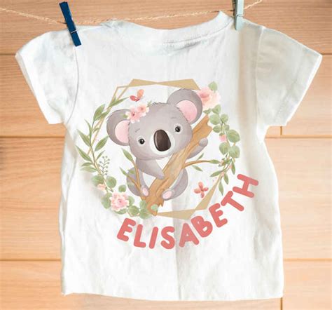 Cute animals koala with name Baby t-shirt - TenStickers