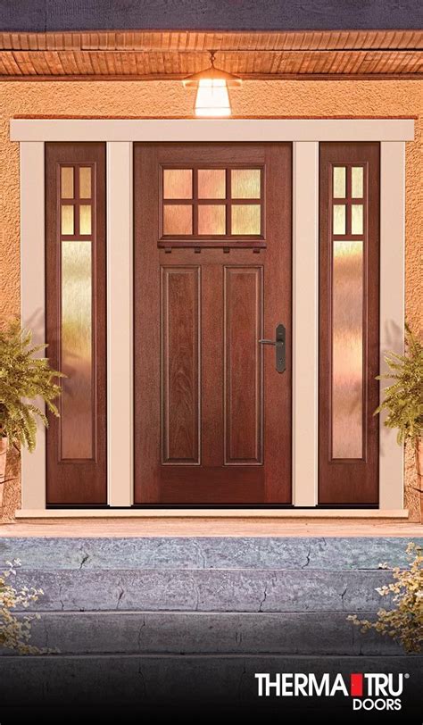 Therma-Tru Fiber-Classic Mahogany Collection fiberglass door with Chord privacy glass and ...