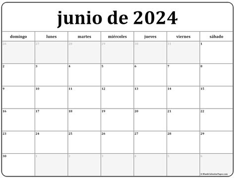 junio de 2024 calendario gratis | Calendario junio