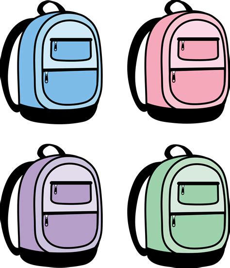 Four Kids School Backpacks - Free Clip Art