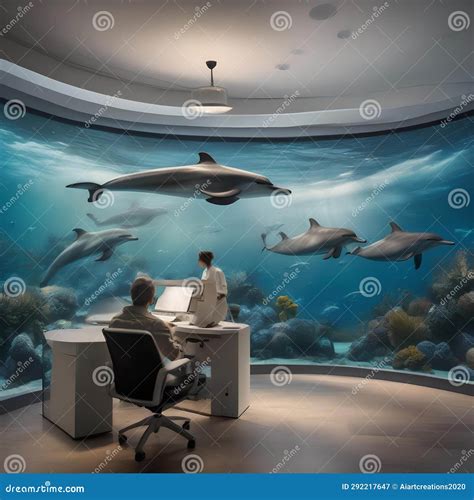 A Scientist Studying the Behavior of a Pod of Dolphins in the Open ...