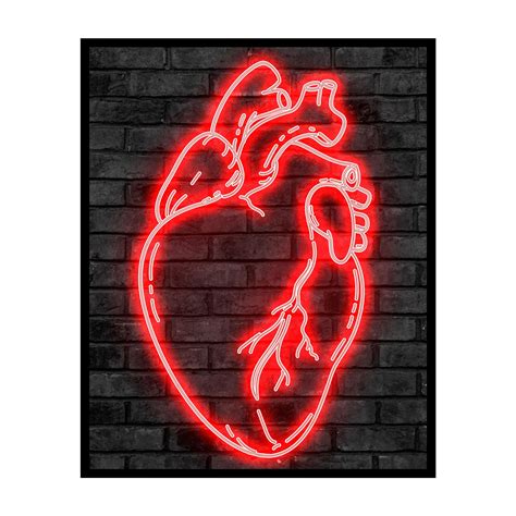 Poster Master Neon Heart Poster - Human Heart Print - Trendy Art - Modern Art - Minimal Art ...