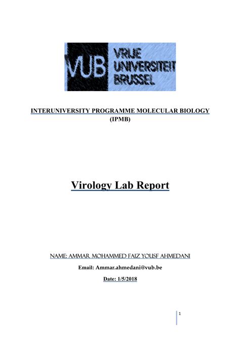 (PDF) Virology Lab Report