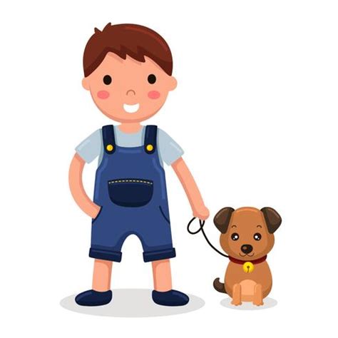 Boy And His Dog 236705 Vector Art at Vecteezy