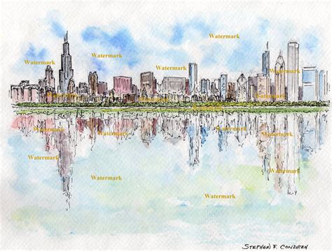 Chicago Skyline Watercolor at PaintingValley.com | Explore collection ...