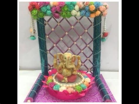 Ganpathi Makhar / Ganpati decoration ideas /Ganesh pooja decorations ...