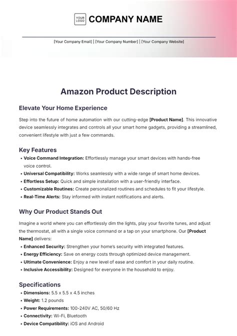 Free Amazon Product Description Template - Edit Online & Download ...