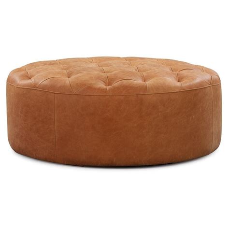 round tufted leather ottoman coffee table - Meggan Haggard