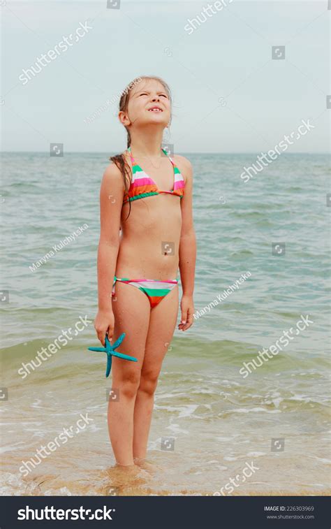 Cute Little Girl Swimsuit Holding Blue Stock Photo 226303969 | Shutterstock