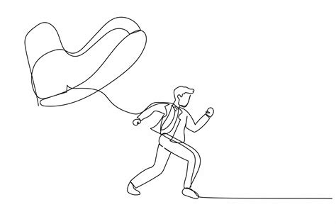 Single continuous line drawing businessman run away from stomping foot. Male employee oppressed ...