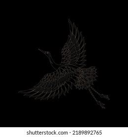 Flying Crane Silhouette On Black Background Stock Vector (Royalty Free) 2189892765 | Shutterstock