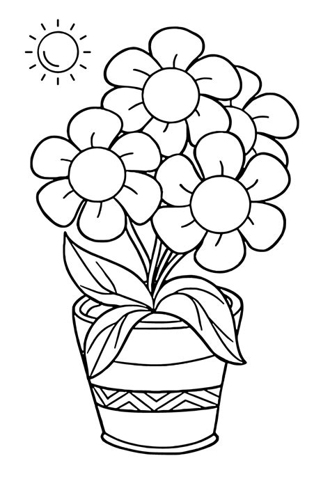 Flower Pot Coloring Page