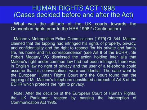 PPT - HUMAN RIGHTS ACT 1998 (Cases decided before and after the Act) PowerPoint Presentation ...