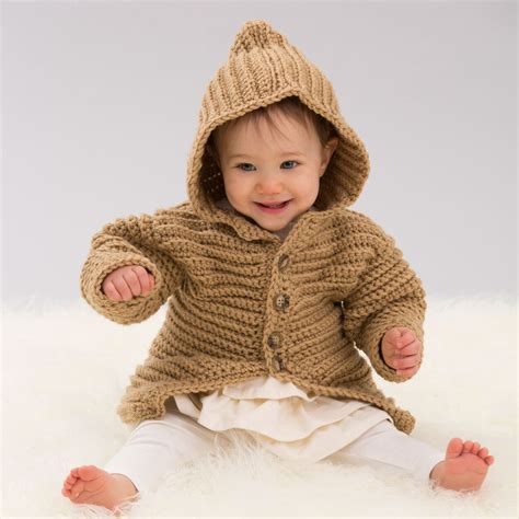 Red Heart Hooded Playful Cardi, 6 mos in color | Crochet baby cardigan, Crochet baby patterns ...