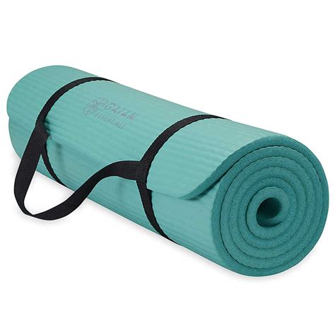 Gaiam Essentials Thick Yoga Mat Fitness & Exercise Mat with Easy-Cinch ...