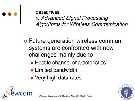 PPT - ADVANCED SIGNAL PROCESSING ALGORITHMS AND USER MOBILITY FOR ...