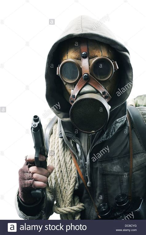 Download this stock image: Post apocalyptic survivor in gas mask ...