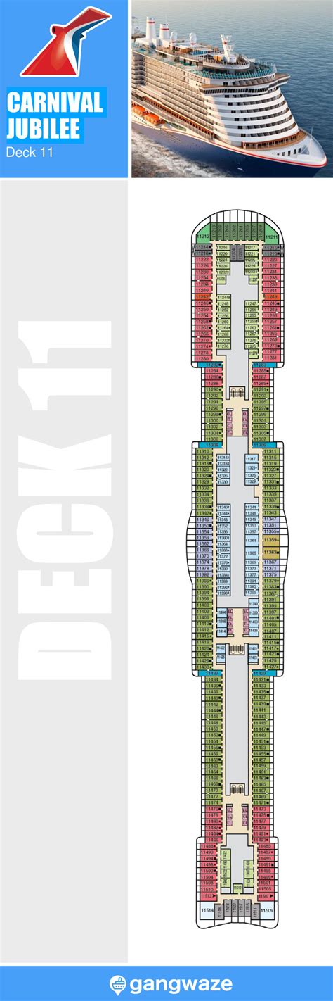 Carnival Jubilee Deck 11 - Activities & Deck Plan Layout