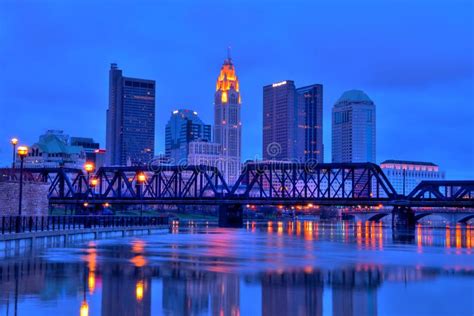 Columbus Ohio Skyline at Night Stock Image - Image of structure, night ...