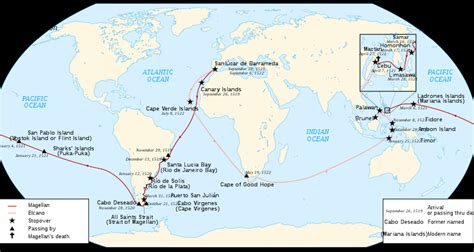 Map of Ferdinand Magellan's Circumnavigation (Illustration) - World ...