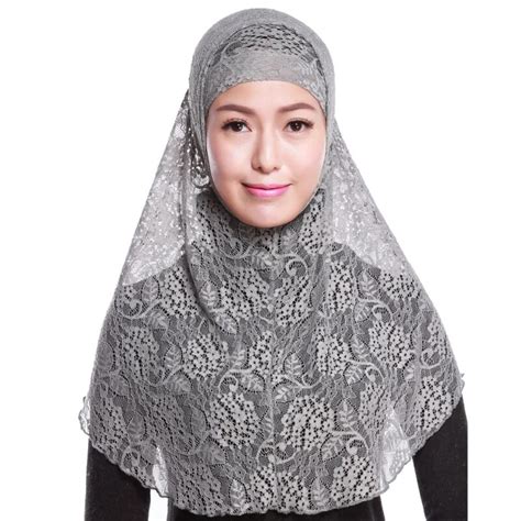 2 Pieces Head Neck Cover Muslims Women\'s Hijabs 2018 Lace Under Scarf ...