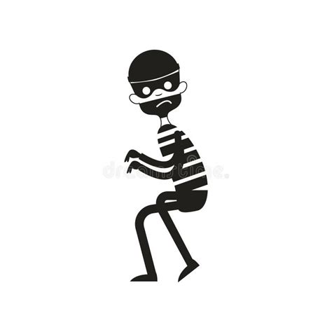 Silhouette of Thief Isolated on White. Vector Illustration Stock Vector - Illustration of ...